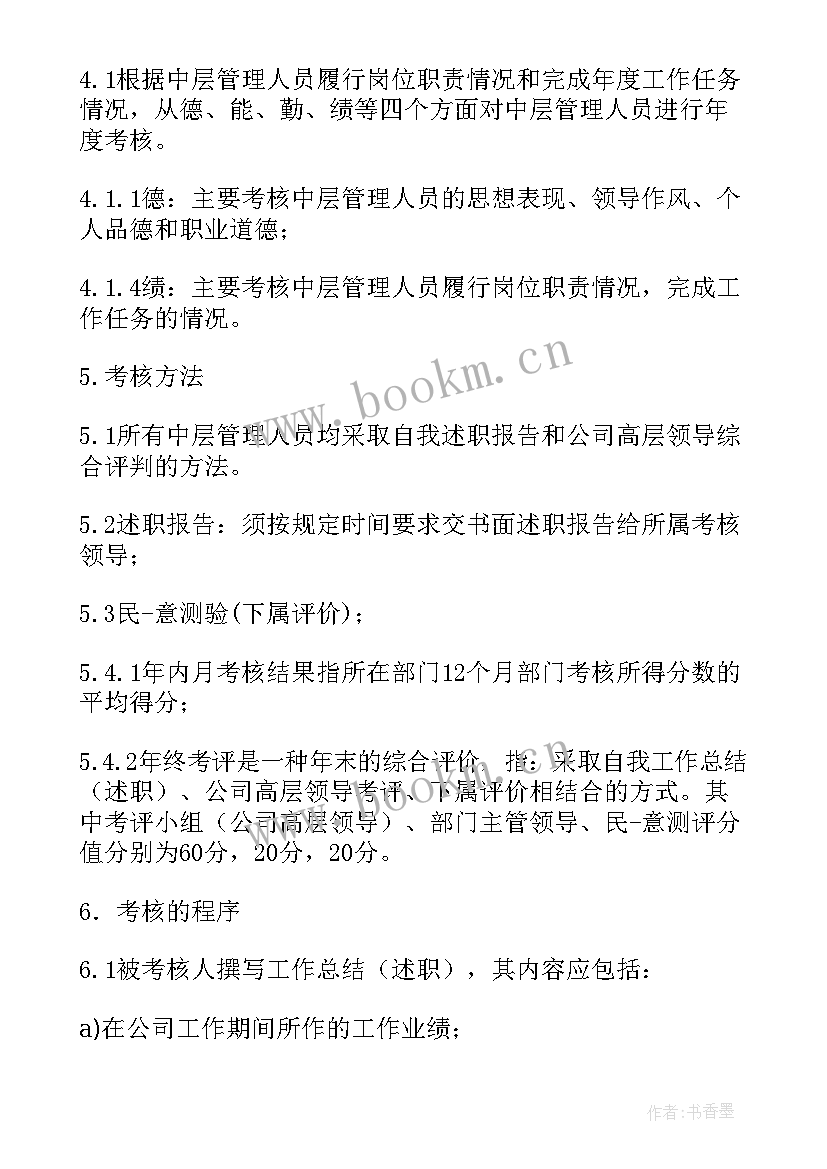 2023年中层管理人员考核方案 中层管理人员考核报告(优秀5篇)