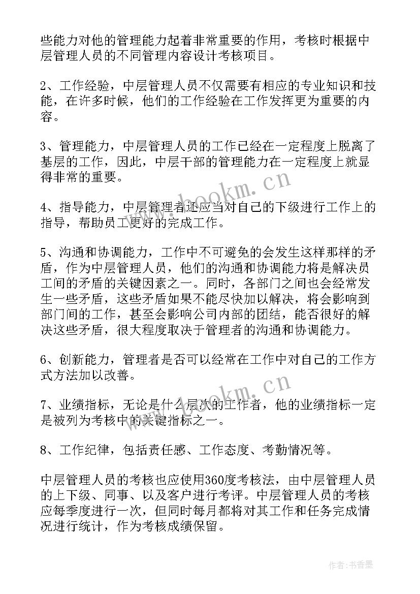 2023年中层管理人员考核方案 中层管理人员考核报告(优秀5篇)