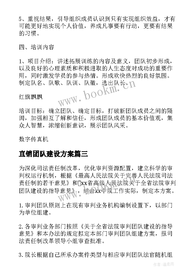 2023年直销团队建设方案 团队建设方案(精选5篇)