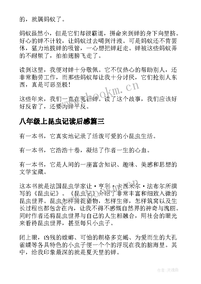 八年级上昆虫记读后感(模板5篇)