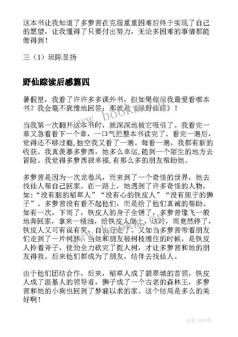 最新野仙踪读后感(优质6篇)