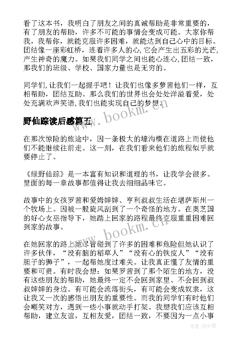 最新野仙踪读后感(优质6篇)