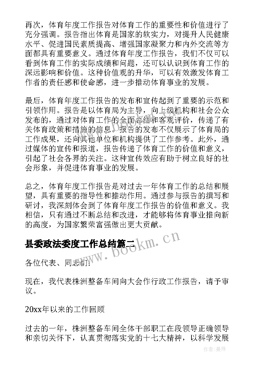 2023年县委政法委度工作总结(优质7篇)