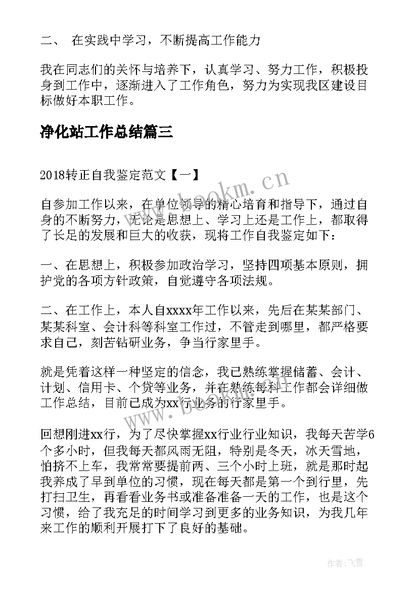 最新净化站工作总结(实用9篇)