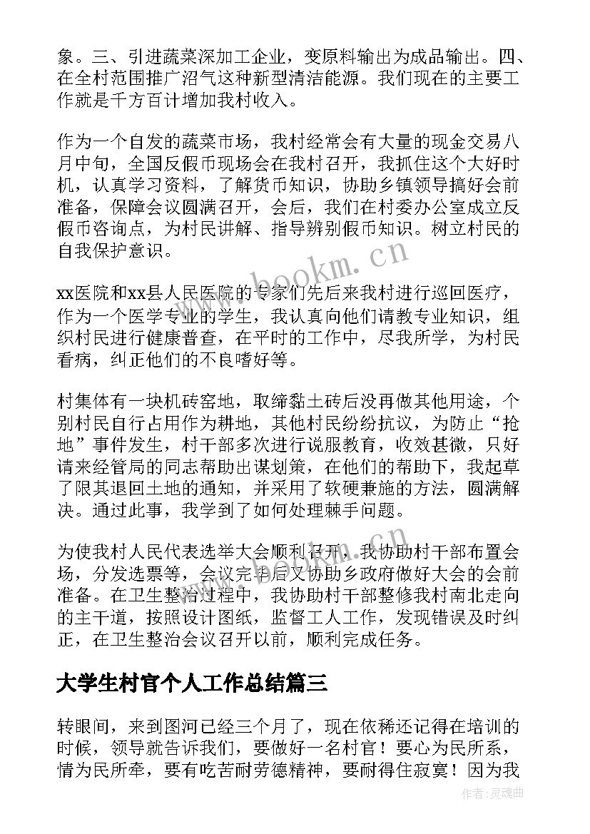 2023年大学生村官个人工作总结 村官年终工作总结(优秀7篇)