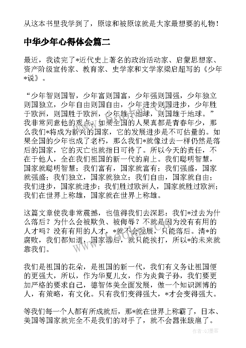 中华少年心得体会(精选5篇)