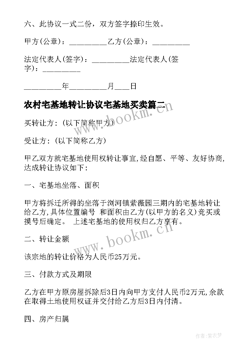 最新农村宅基地转让协议宅基地买卖(精选5篇)