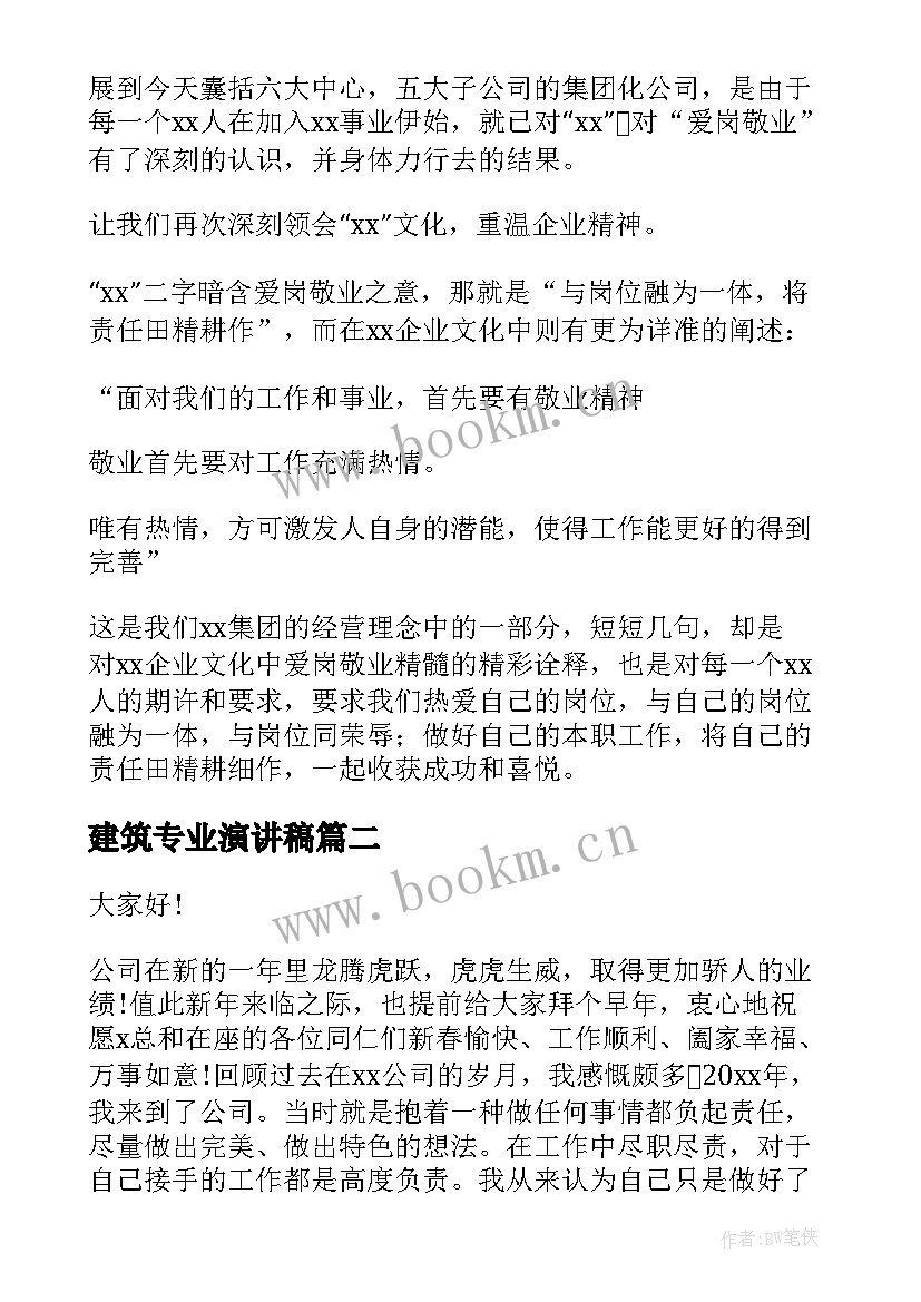 建筑专业演讲稿(优质10篇)