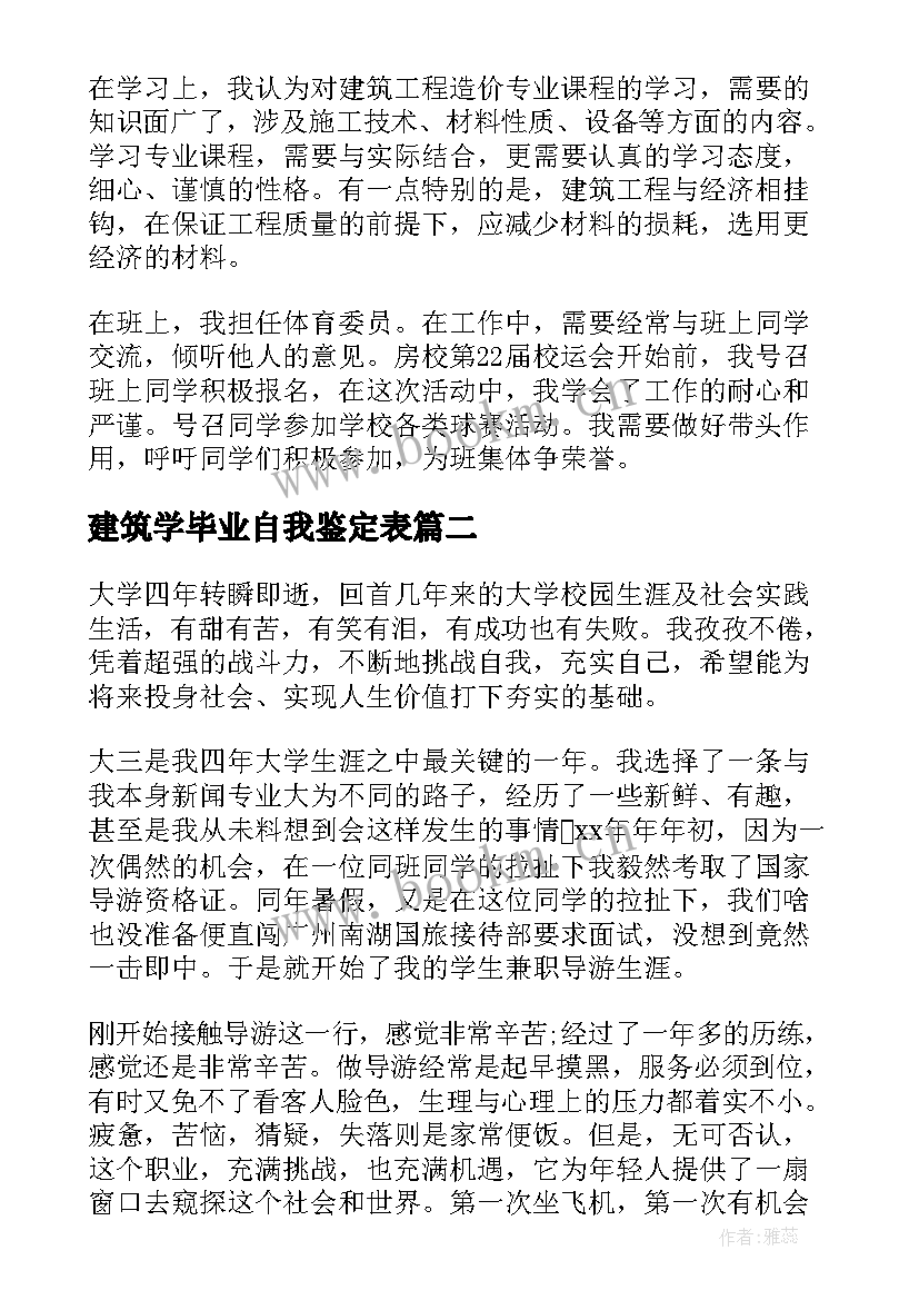 建筑学毕业自我鉴定表 建筑学毕业生个人的自我鉴定(汇总5篇)