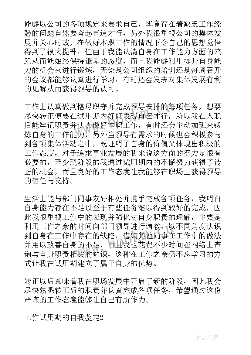 最新辅助个人总结 工作试用期自我鉴定工作自我鉴定(模板6篇)