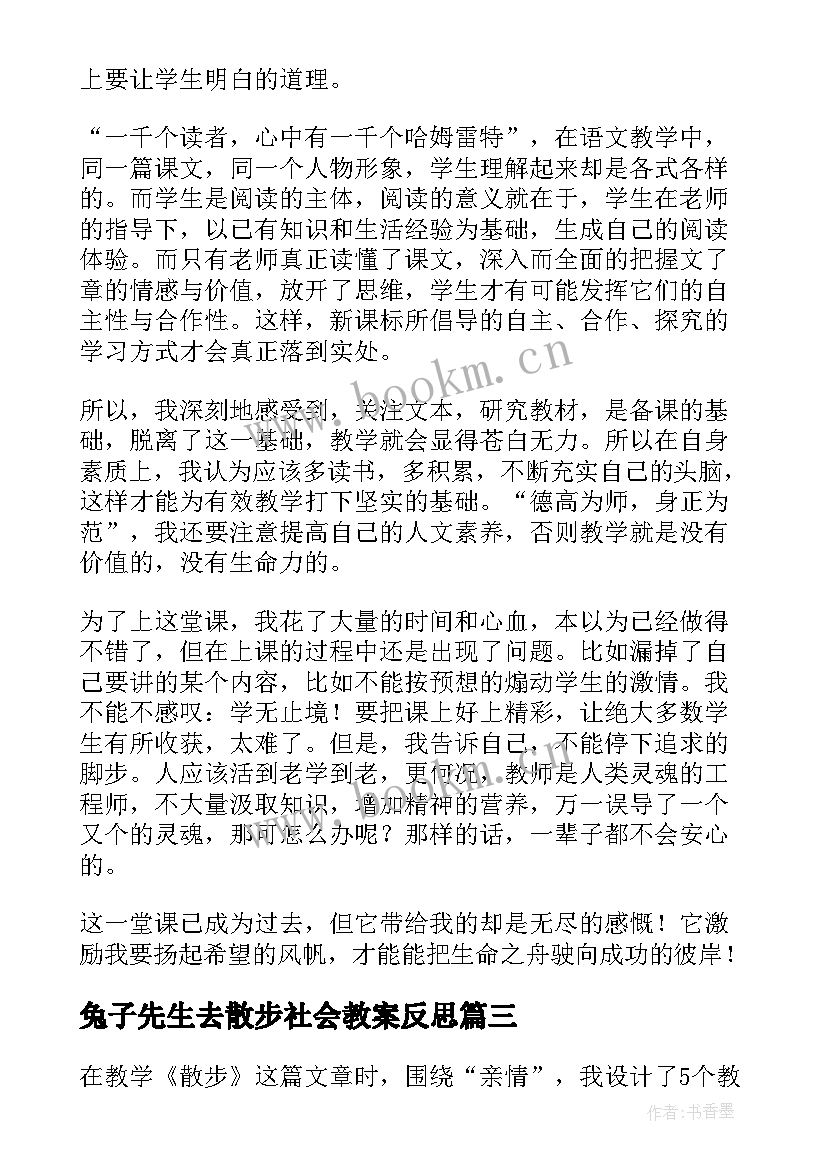 2023年兔子先生去散步社会教案反思(汇总9篇)