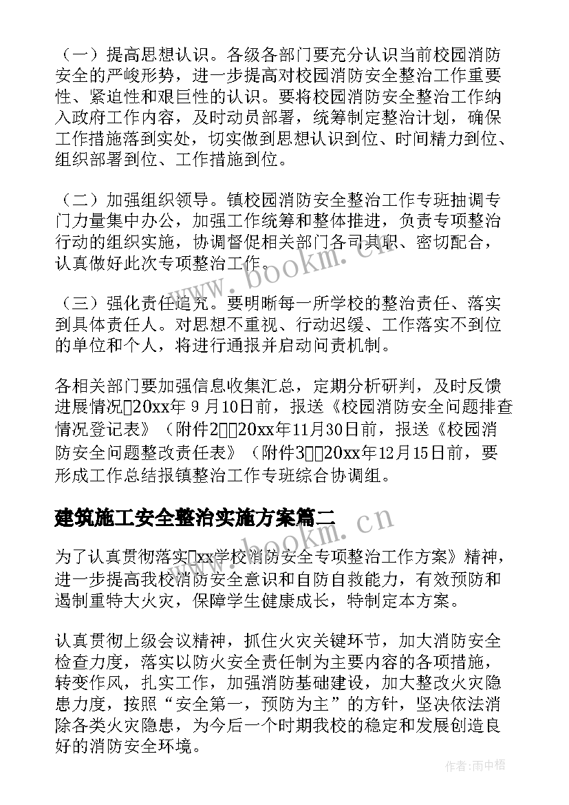 建筑施工安全整治实施方案(汇总6篇)