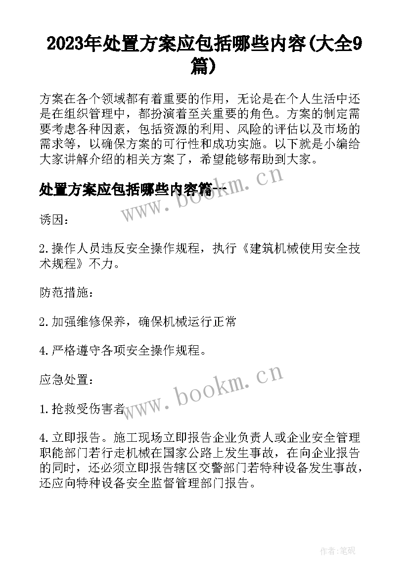 2023年处置方案应包括哪些内容(大全9篇)