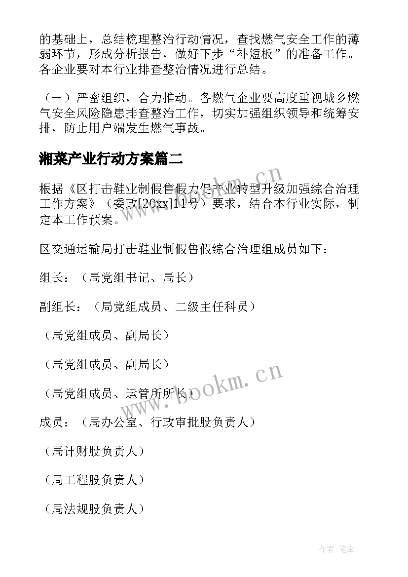 2023年湘菜产业行动方案(实用5篇)