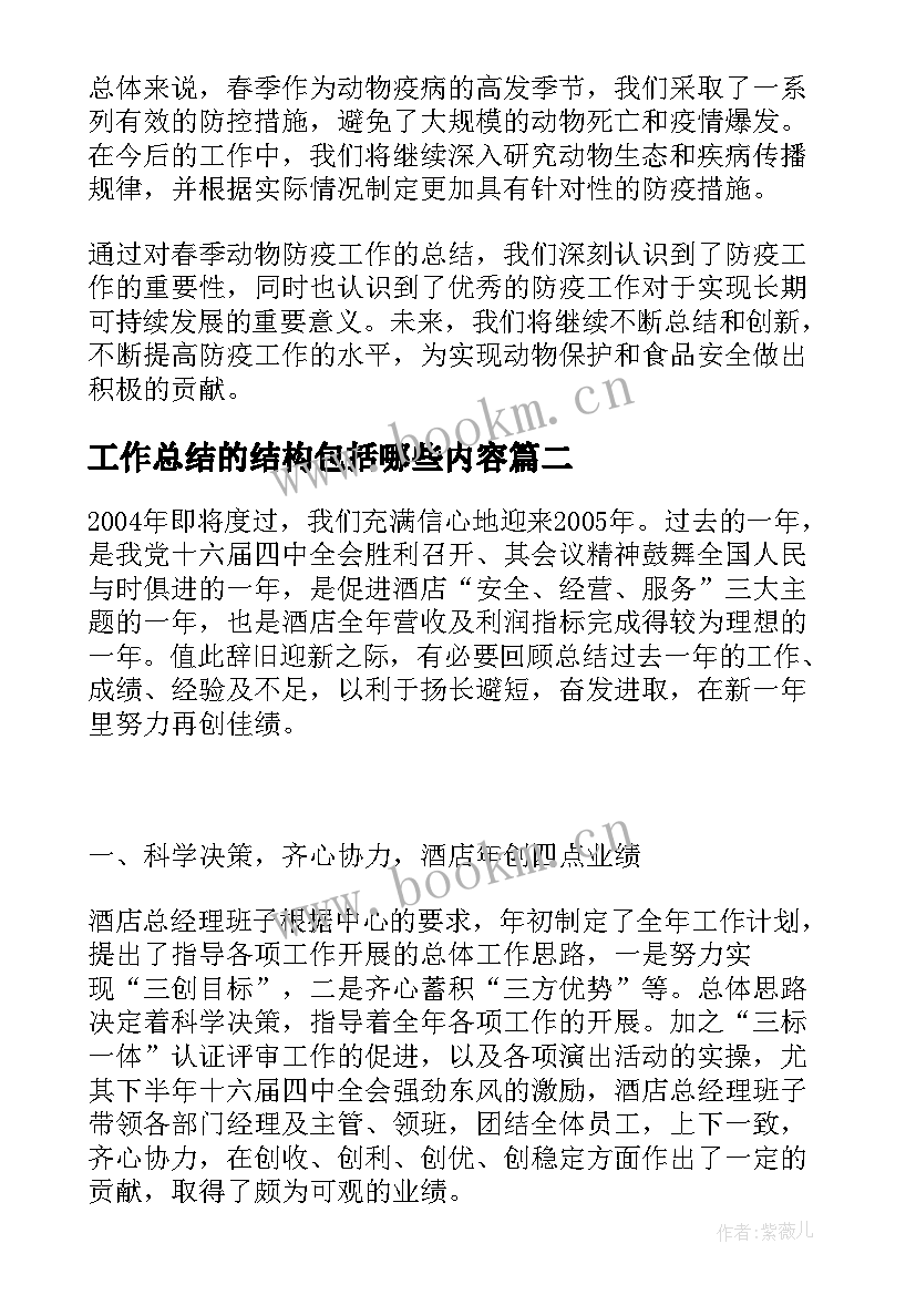 2023年工作总结的结构包括哪些内容 春季动物防疫工作总结(大全6篇)