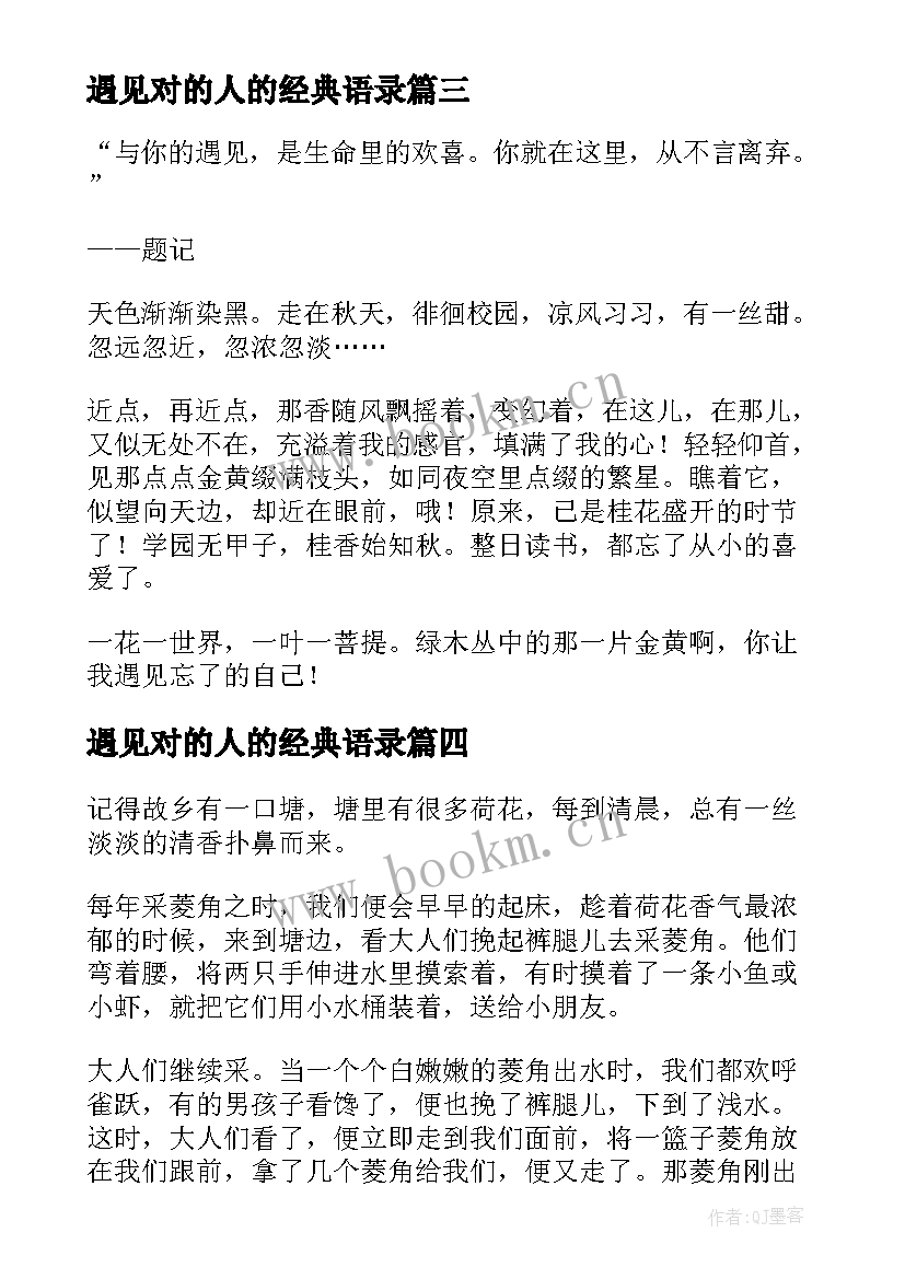 2023年遇见对的人的经典语录(精选5篇)