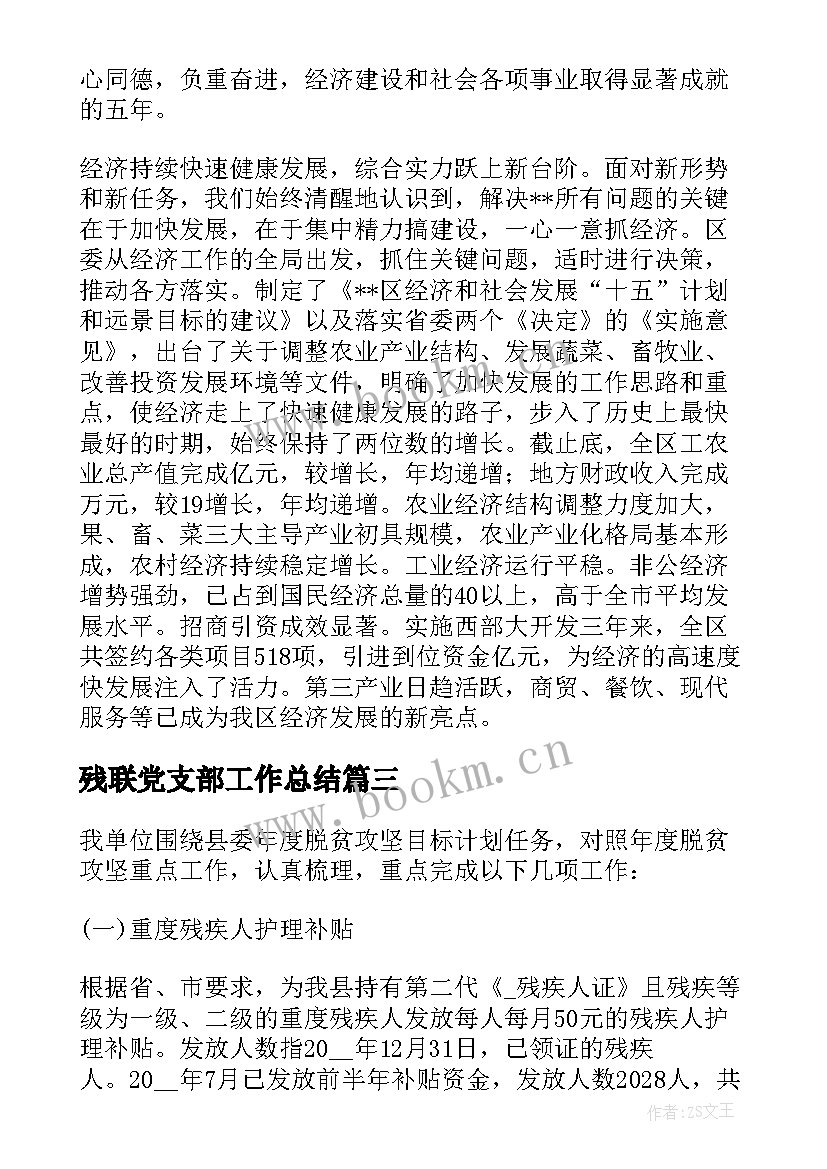 2023年残联党支部工作总结(优秀5篇)