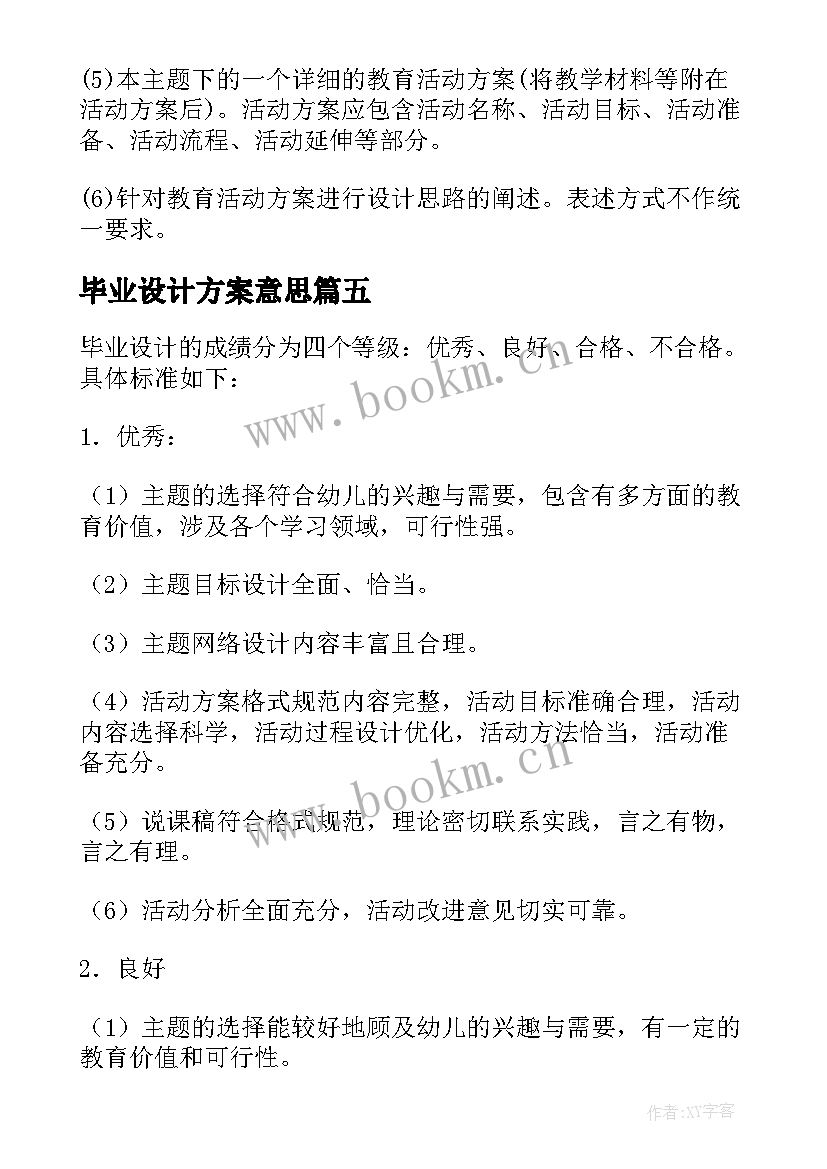 毕业设计方案意思(大全5篇)