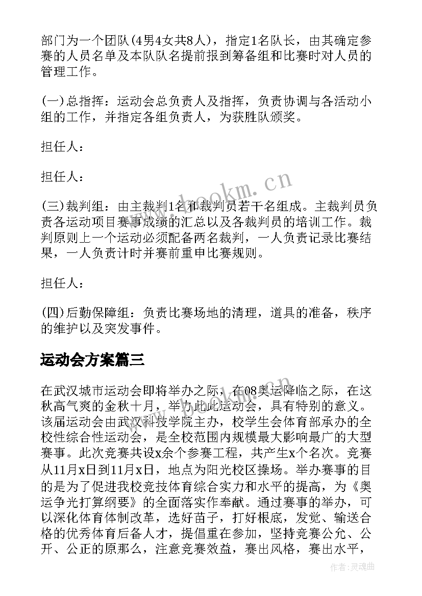 最新运动会方案(优质10篇)