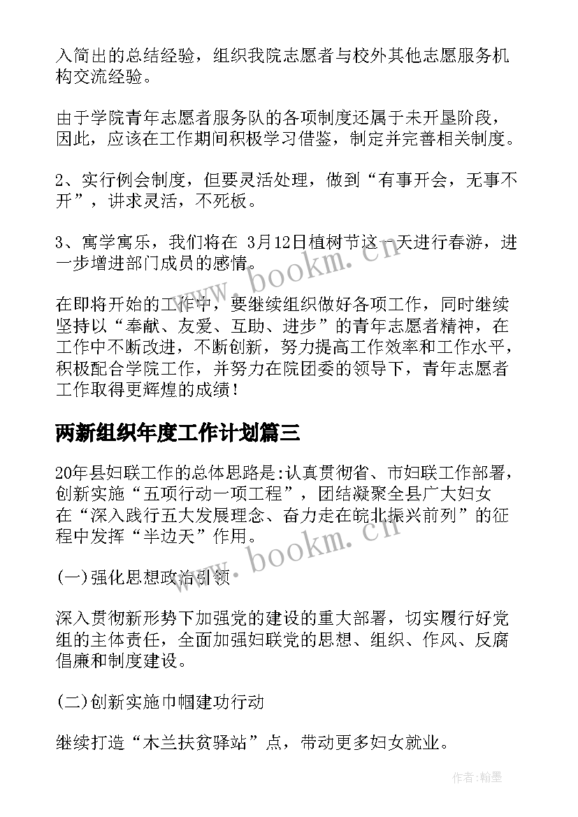 两新组织年度工作计划(优秀10篇)