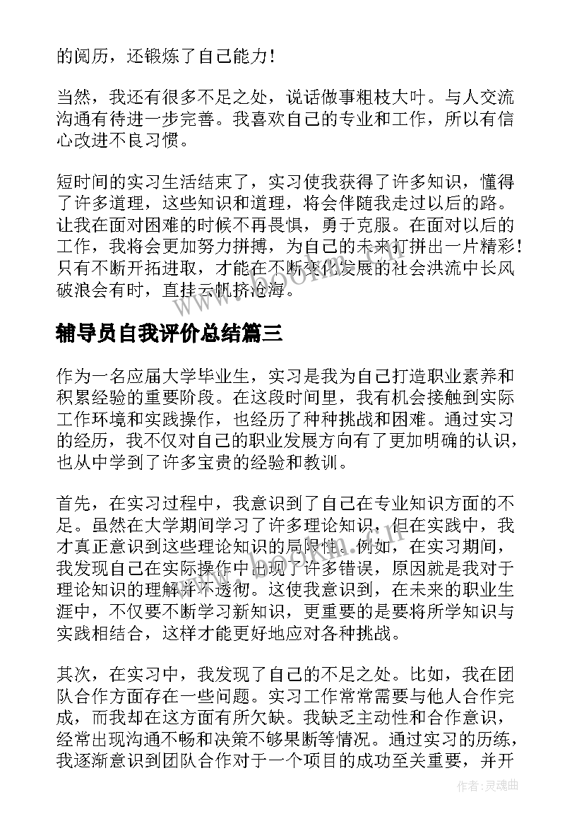 2023年辅导员自我评价总结 辅导员自我鉴定(优质8篇)