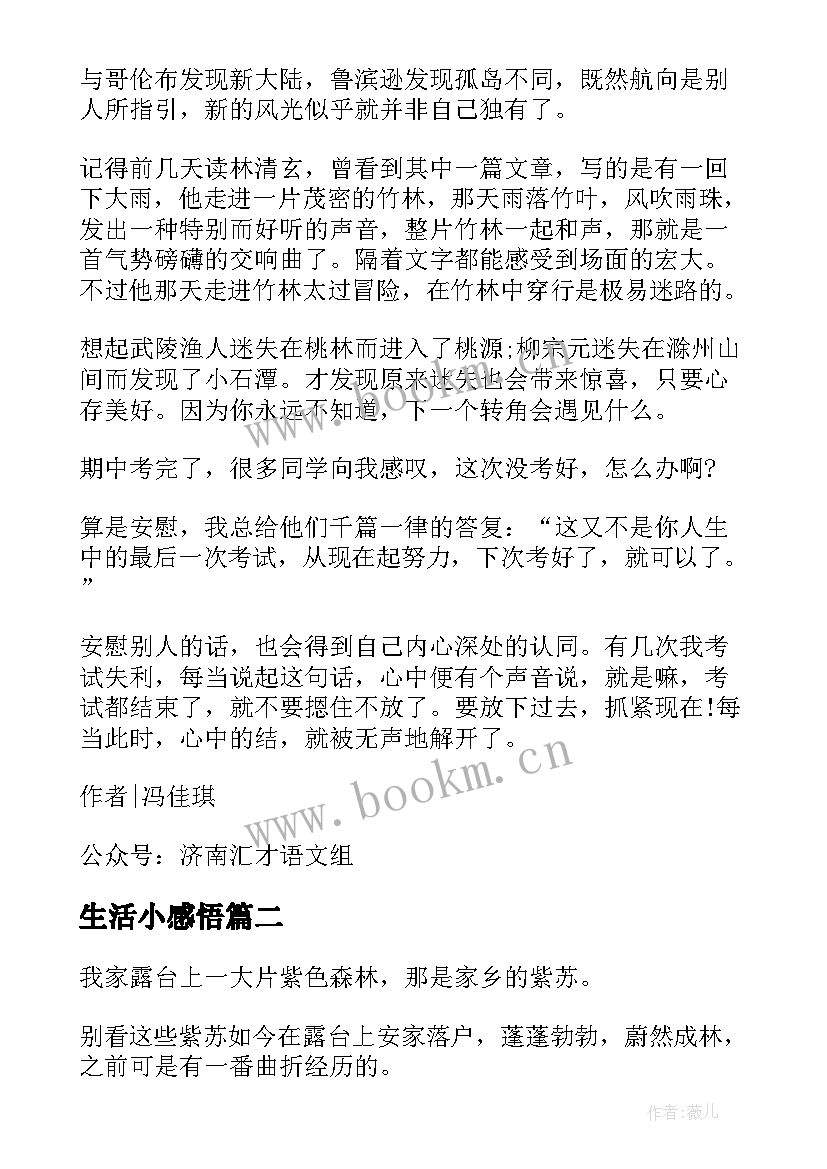 2023年生活小感悟(优质5篇)