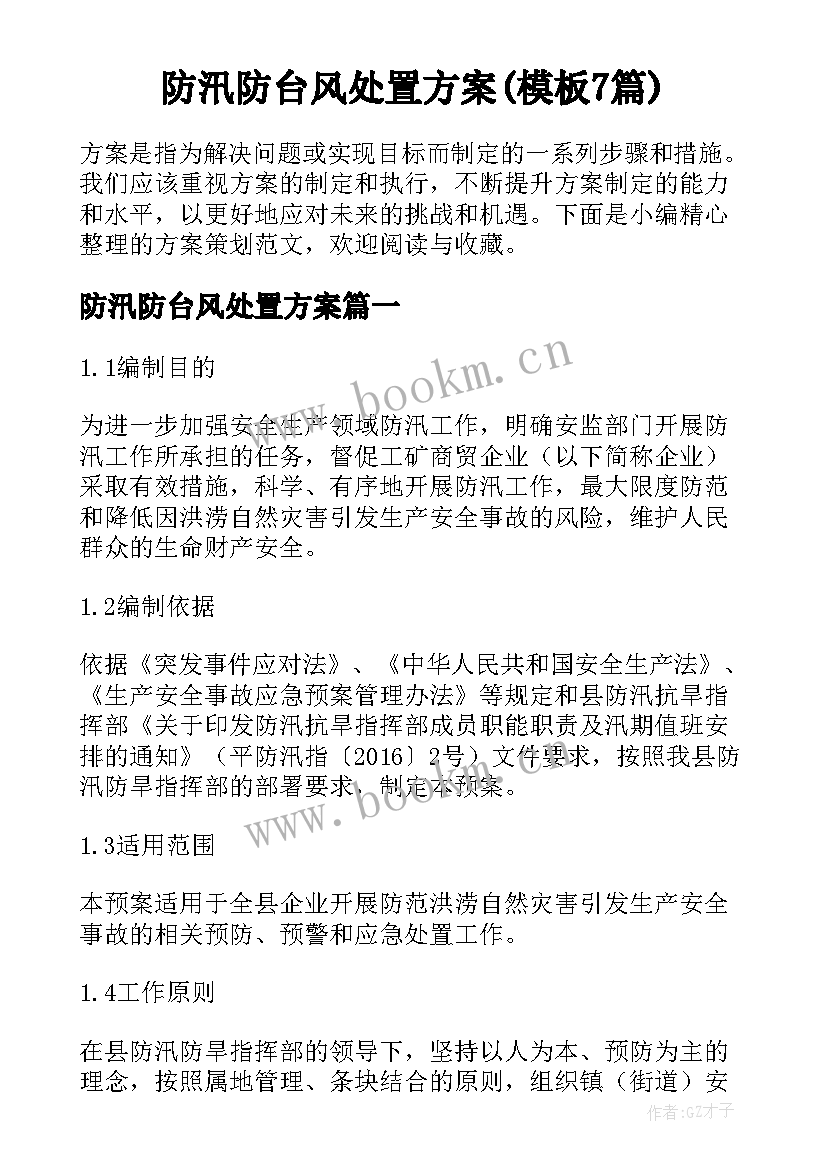 防汛防台风处置方案(模板7篇)