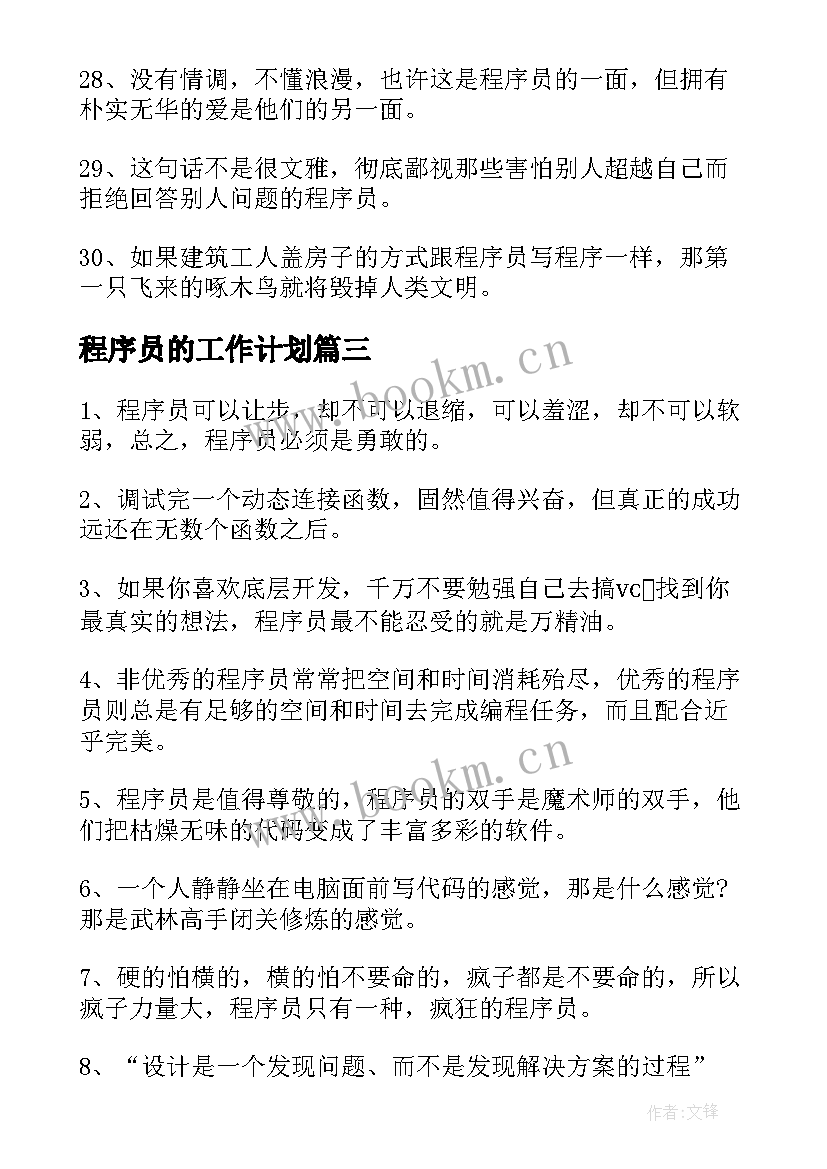 最新程序员的工作计划 高级程序员宣讲会心得体会(大全6篇)