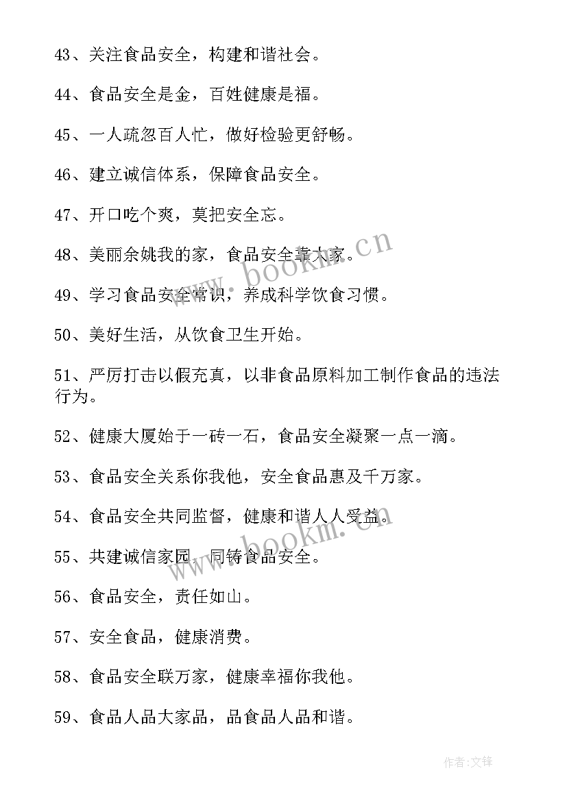 2023年食品安全的标语有哪些 食品安全标语(汇总5篇)