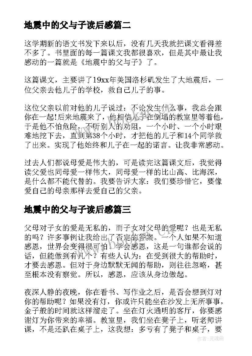 最新地震中的父与子读后感(大全10篇)