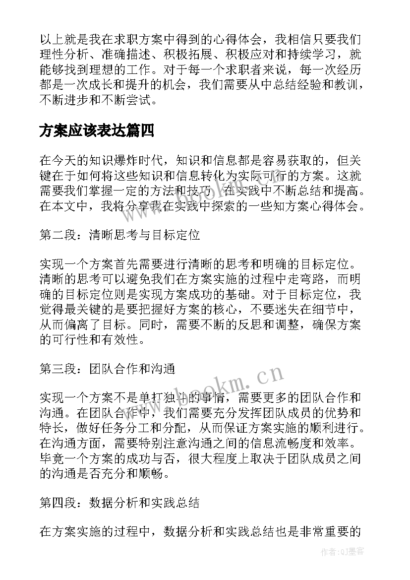 2023年方案应该表达(通用8篇)