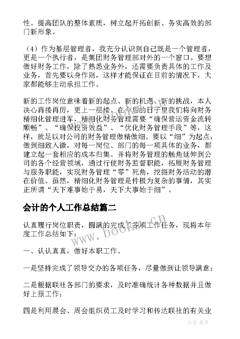 会计的个人工作总结(精选10篇)