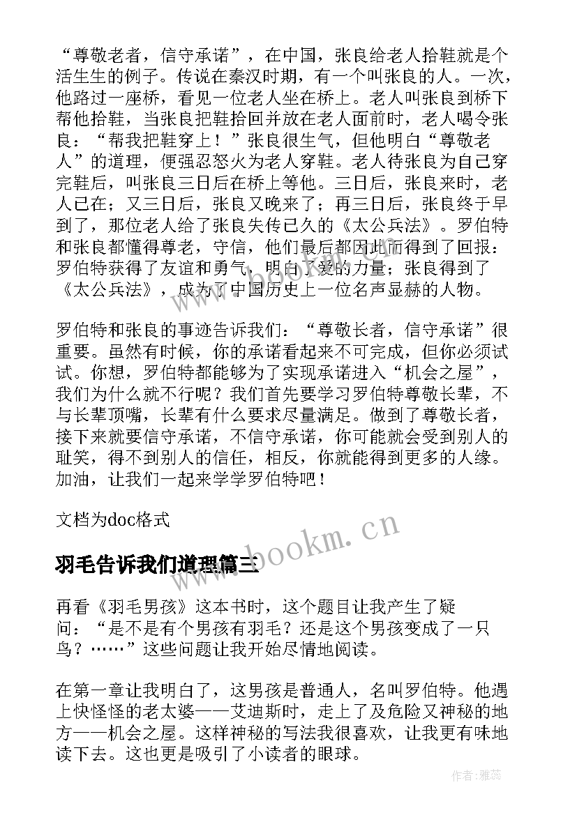 羽毛告诉我们道理 羽毛男孩读后感(精选5篇)