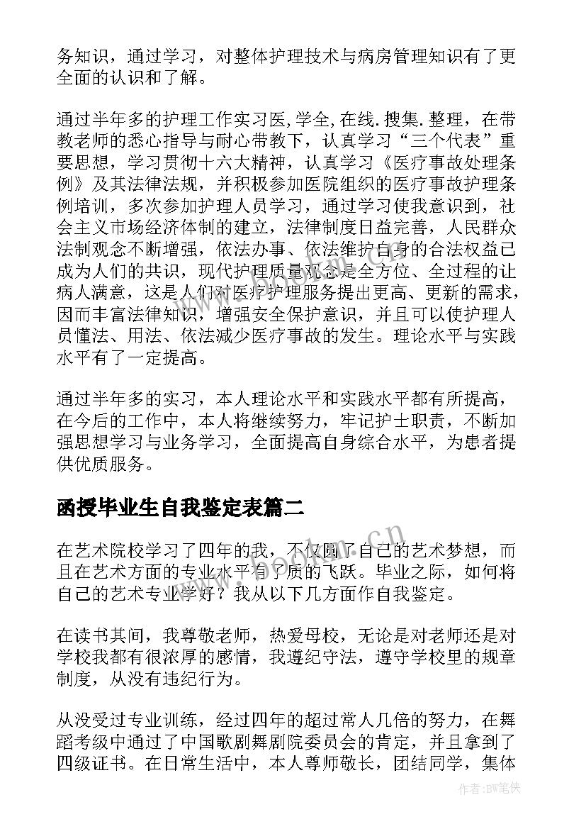 函授毕业生自我鉴定表 毕业自我鉴定(模板6篇)