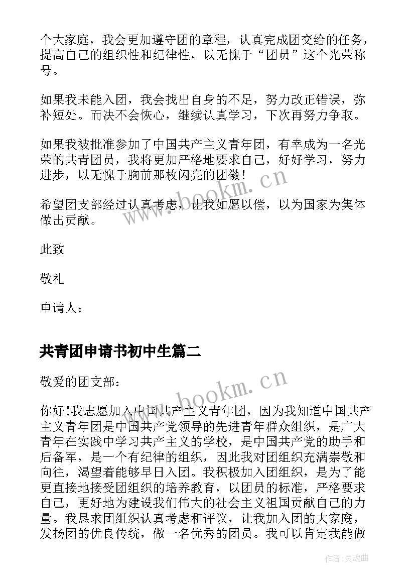 2023年共青团申请书初中生 初中共青团入团申请书(精选8篇)