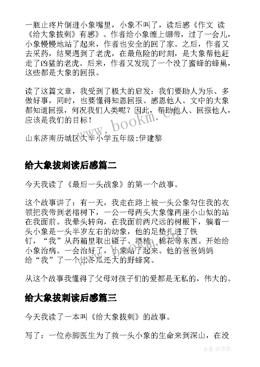 2023年给大象拔刺读后感 给大象拔刺的读后感(精选5篇)