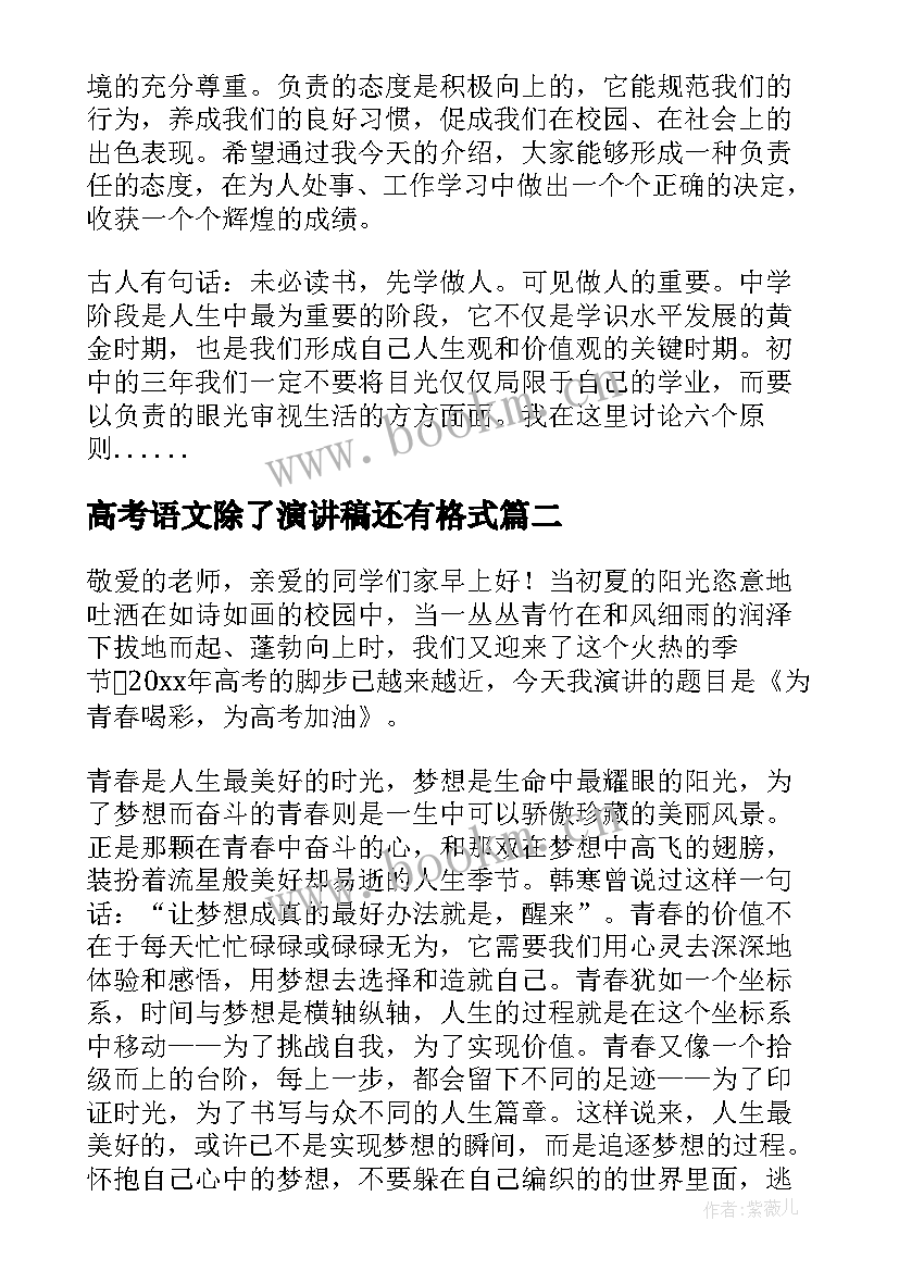 高考语文除了演讲稿还有格式(实用5篇)