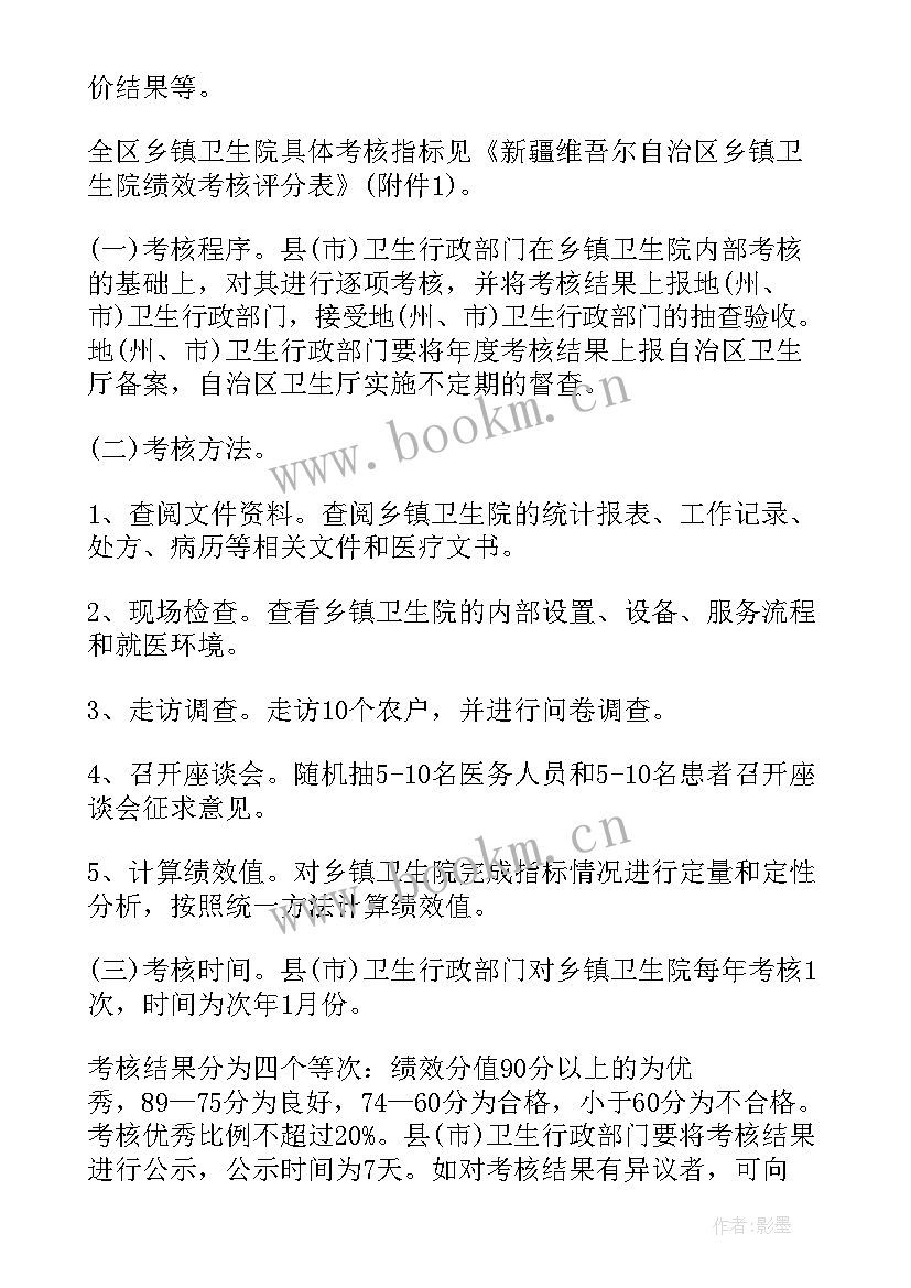 卫生院绩效考核方案(汇总5篇)