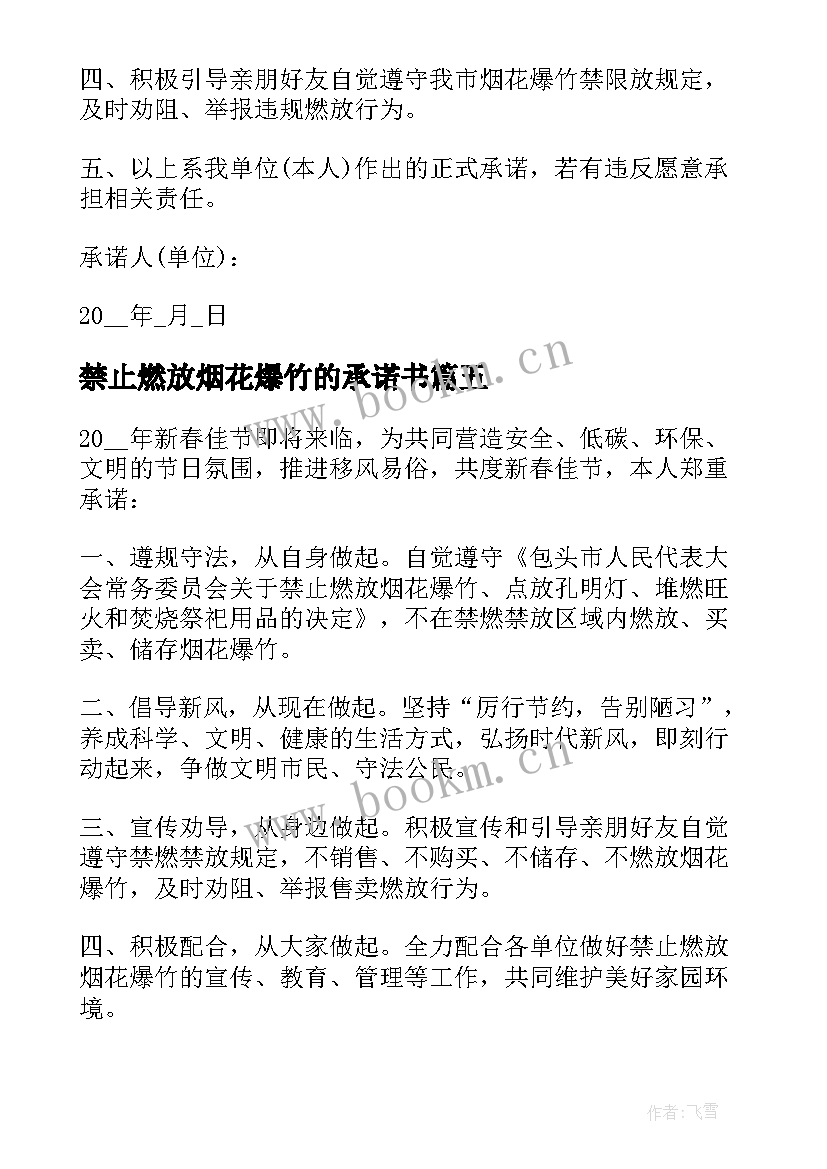 2023年禁止燃放烟花爆竹的承诺书 禁燃禁放烟花爆竹个人承诺书(通用9篇)