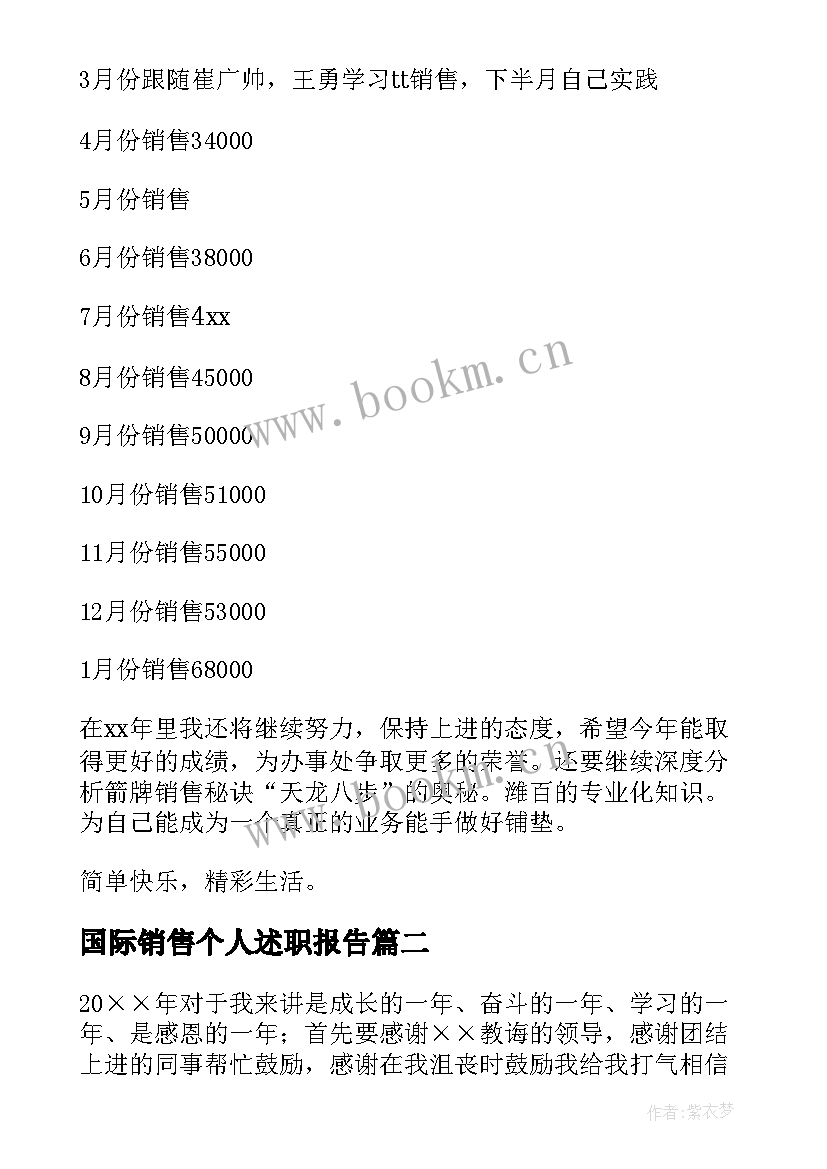 国际销售个人述职报告 销售个人述职报告(优秀6篇)