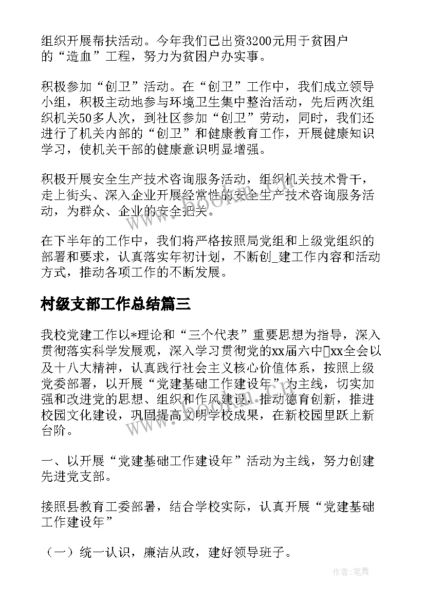 村级支部工作总结(模板5篇)