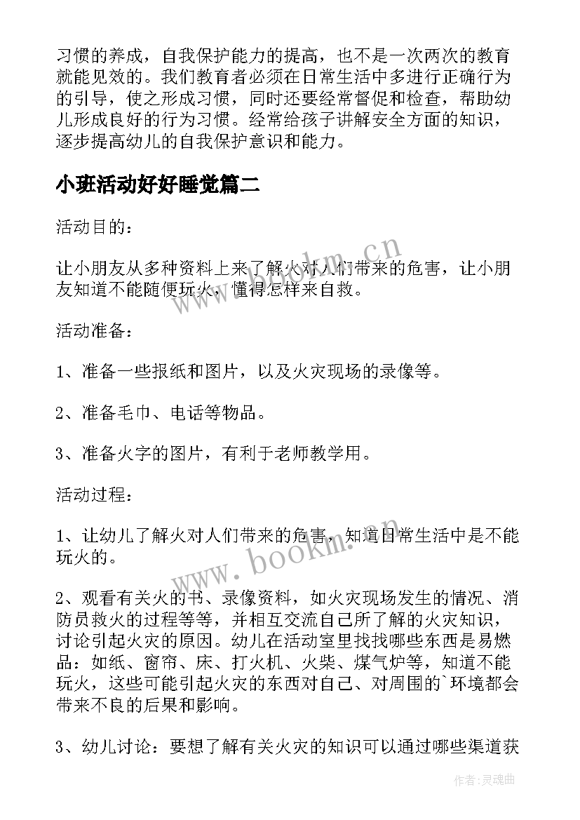 2023年小班活动好好睡觉 小班安全活动睡觉觉教案(大全5篇)