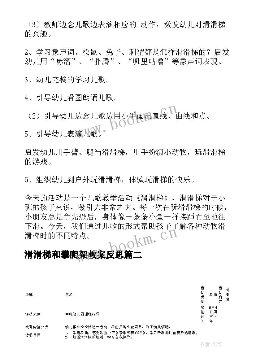 最新滑滑梯和攀爬架教案反思(通用5篇)