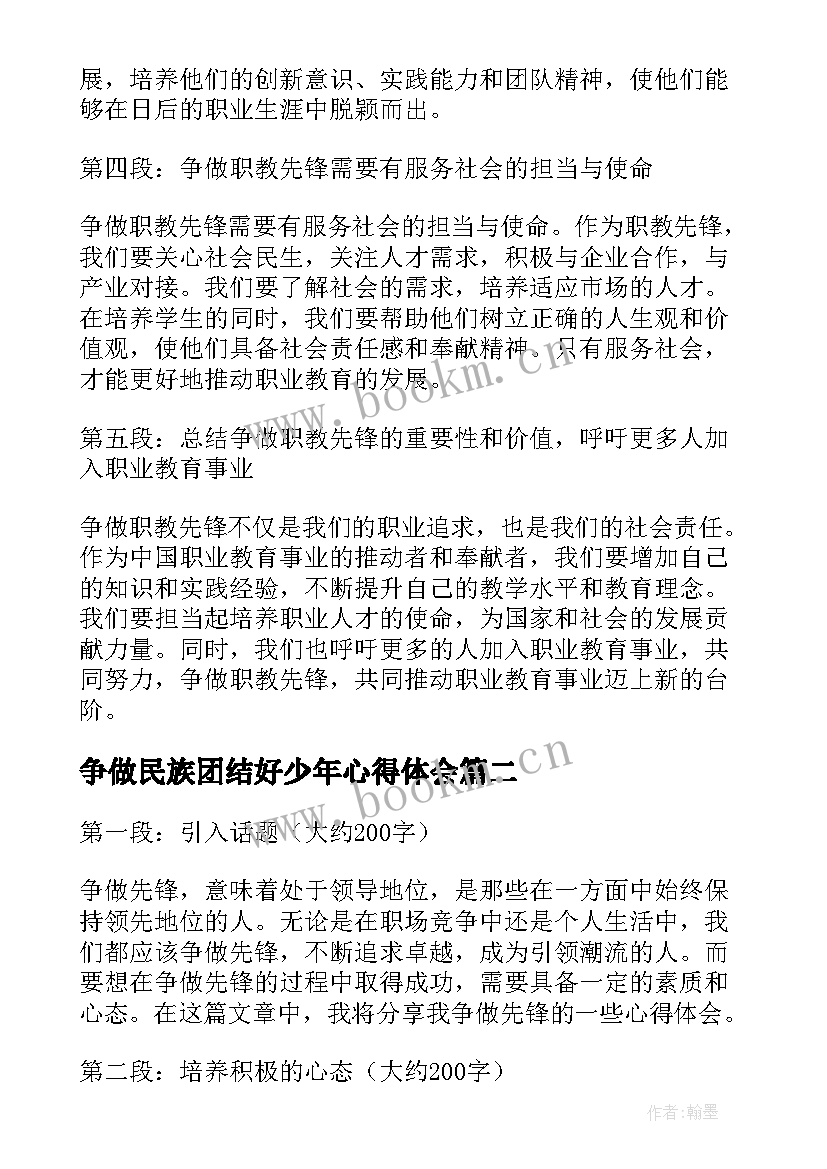 2023年争做民族团结好少年心得体会(通用9篇)