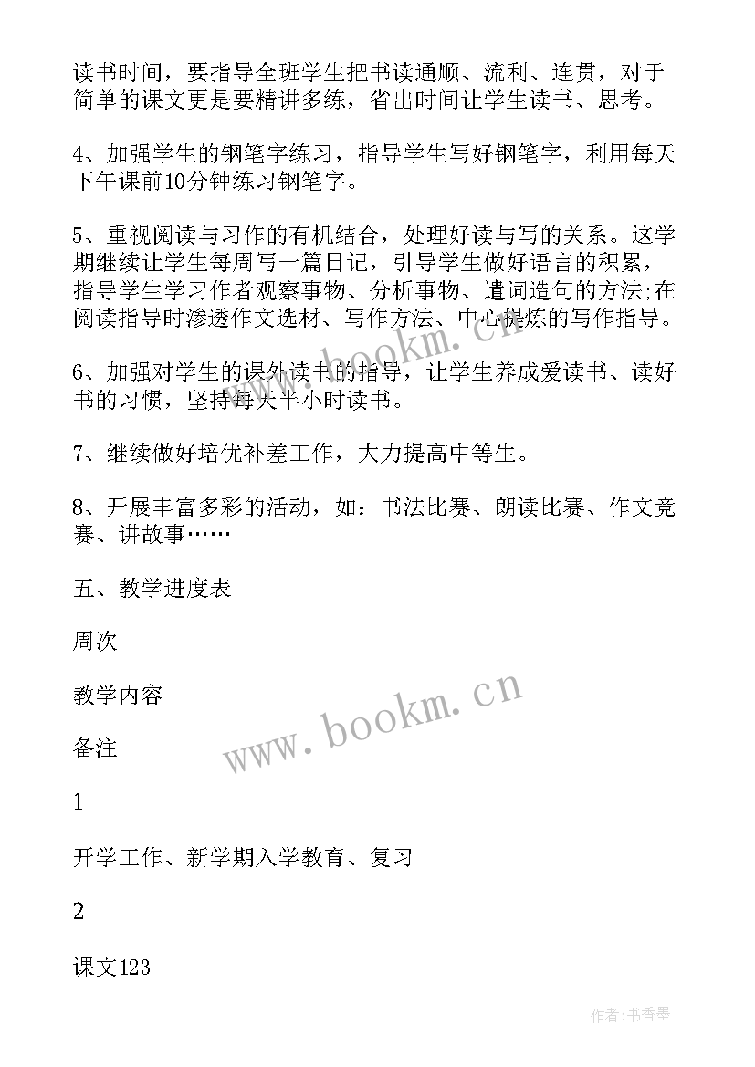 2023年九下语文教学计划进度表 二年级语文教学计划进度表(汇总5篇)