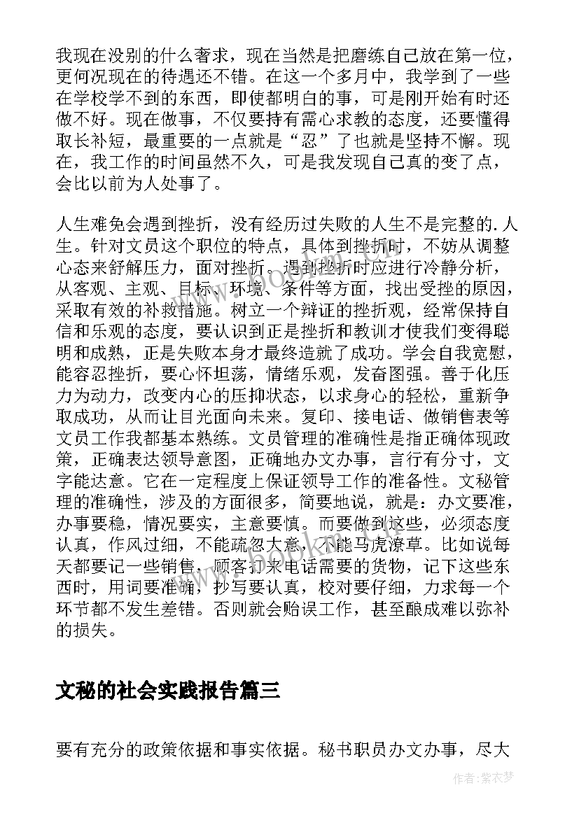 最新文秘的社会实践报告(精选6篇)