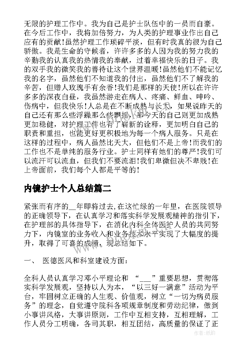 最新内镜护士个人总结 内镜中心护士个人年终总结(大全5篇)