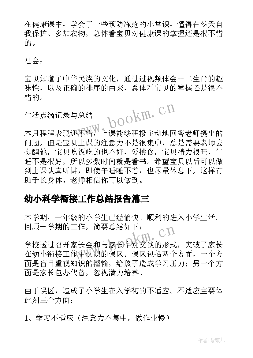 2023年幼小科学衔接工作总结报告 幼小衔接工作总结(精选8篇)