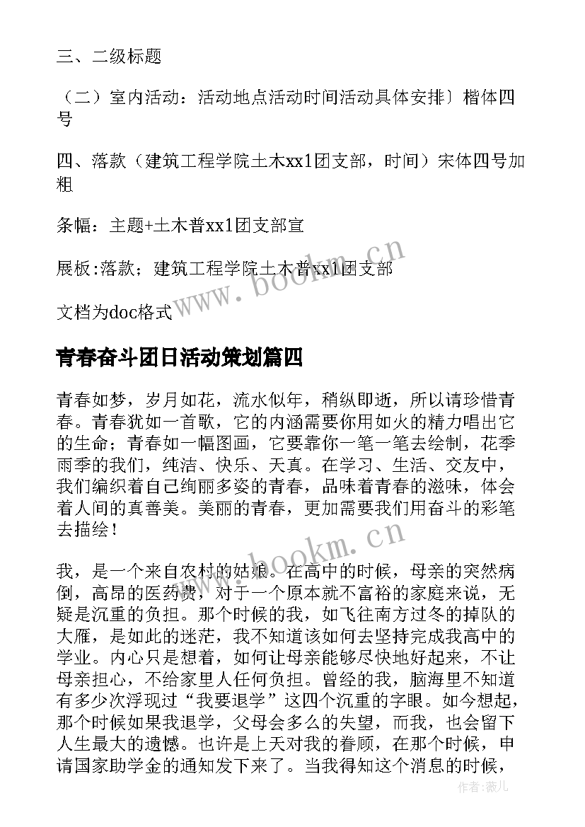 青春奋斗团日活动策划(精选5篇)