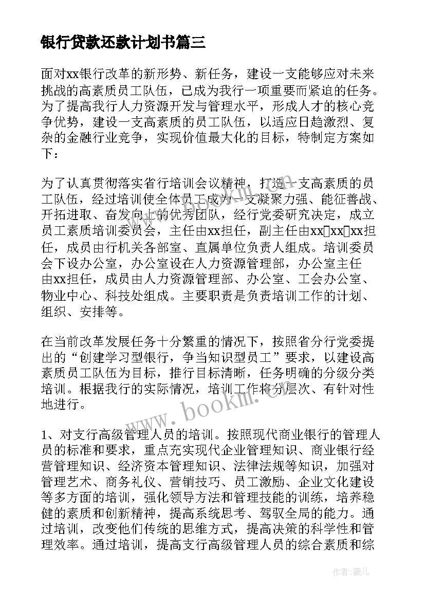 2023年银行贷款还款计划书 银行内审工作计划方案(大全5篇)